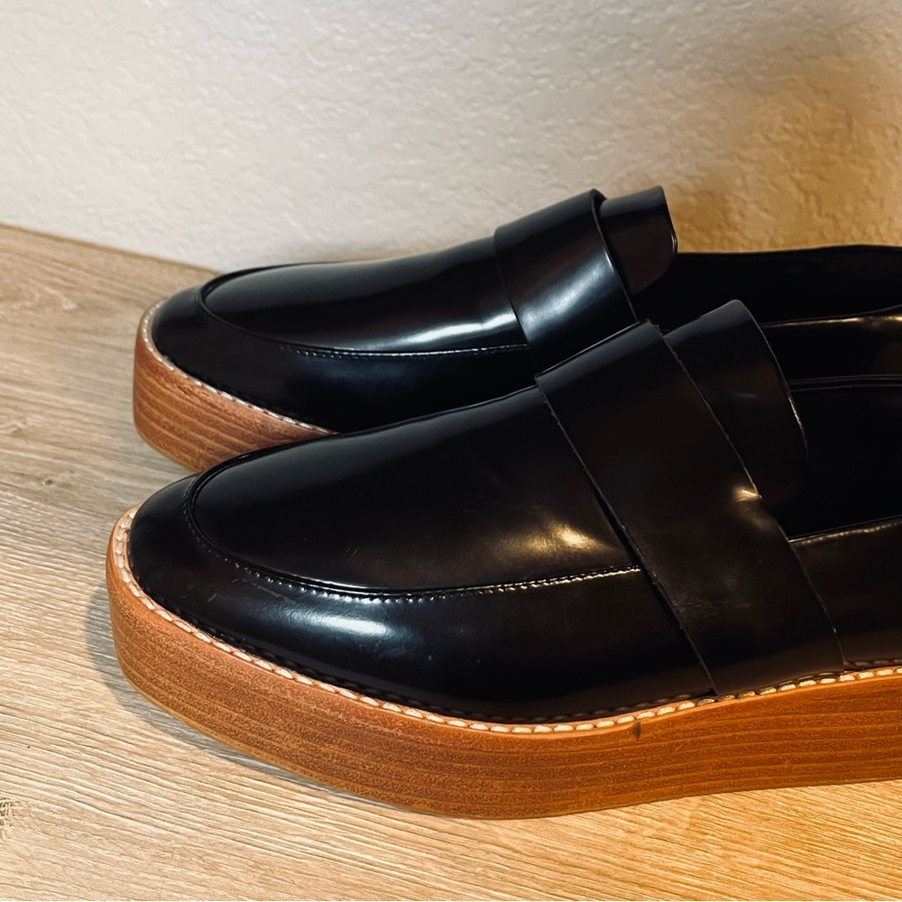 Sol Sana Women’s 37 Venus Black Leather Platform Loafers - Picture 9 of 13